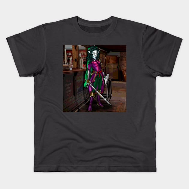 Elf Bard Kids T-Shirt by Oswald's Oddities